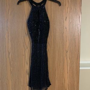 Black with multicolored beading mini dress